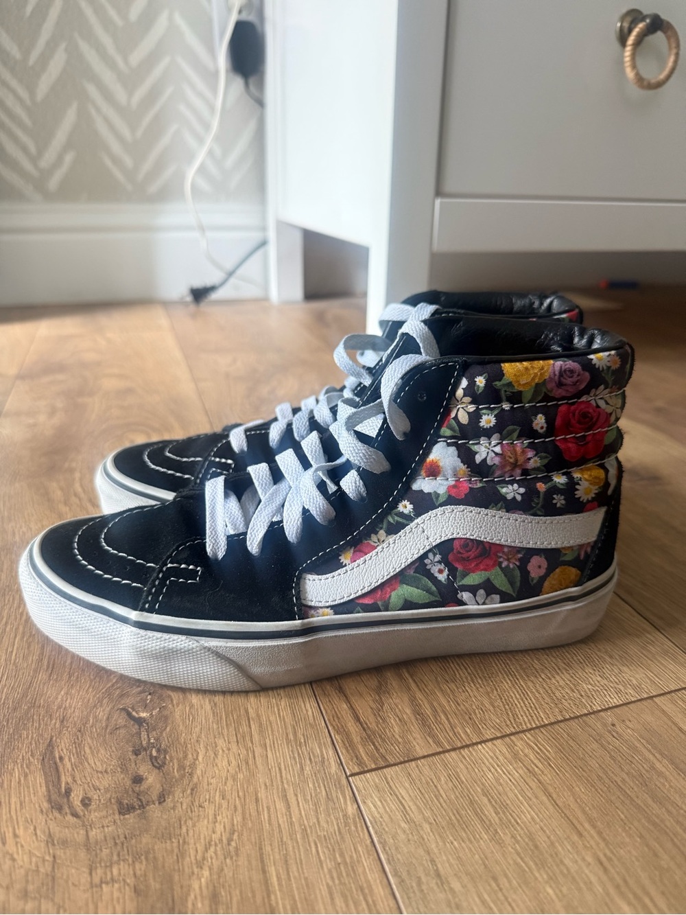 Vans Black Floral High-Top Sneakers